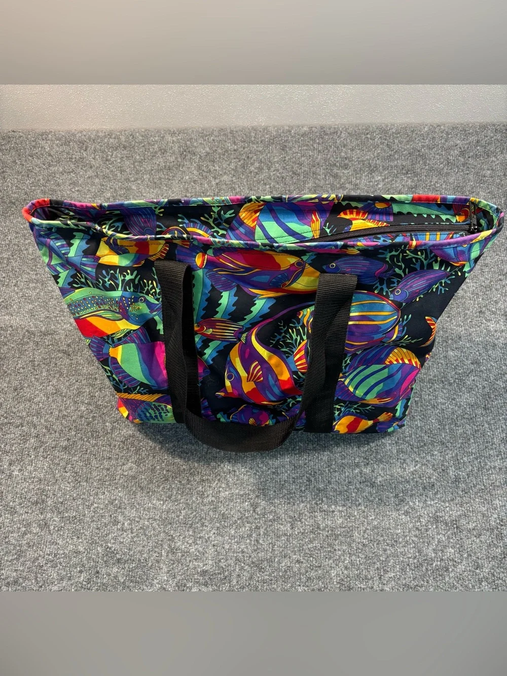 Design Hawaii By Victor Tropical Fish Tote Bag Vintage Canvas Zipper Beach Pool